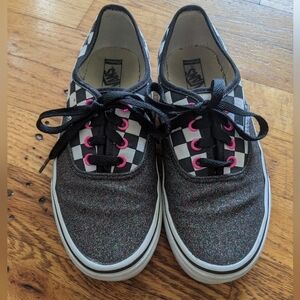 Vans Kids Glitter/Black & White Checkered Sneakers